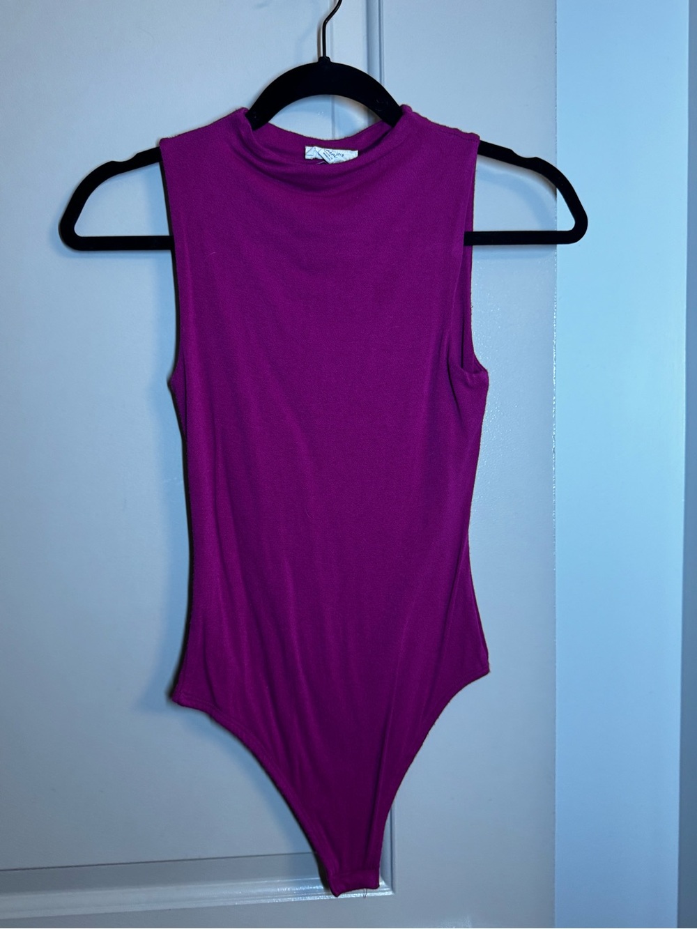 Sleeveless Mock-Neck Fuchsia Bodysuit